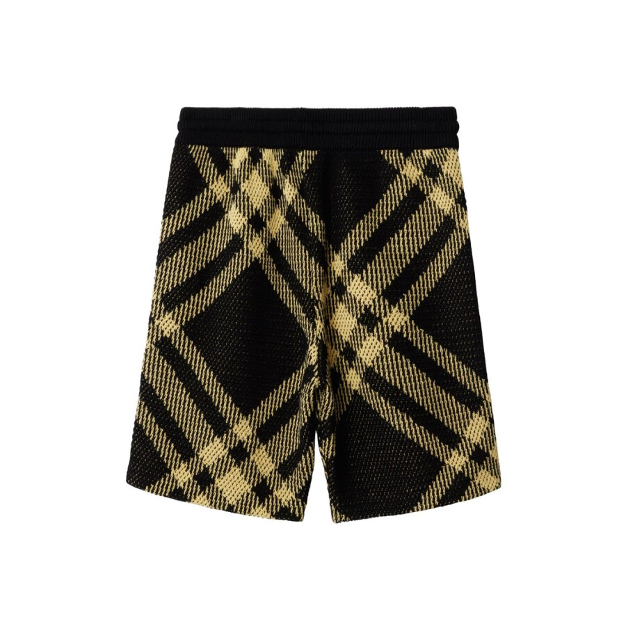 Burberry Kids Check Pattern Drawstring Knitted Shorts In Yellow