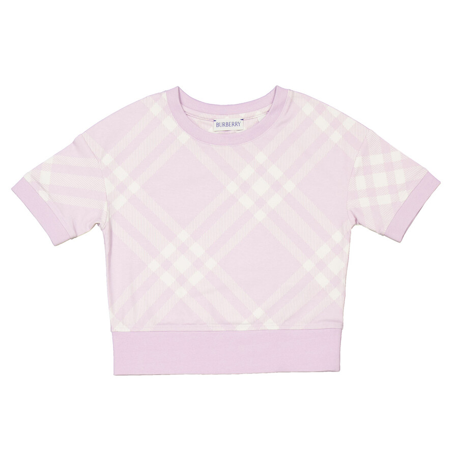 Kids Check Print Cotton Jersey T-Shirt