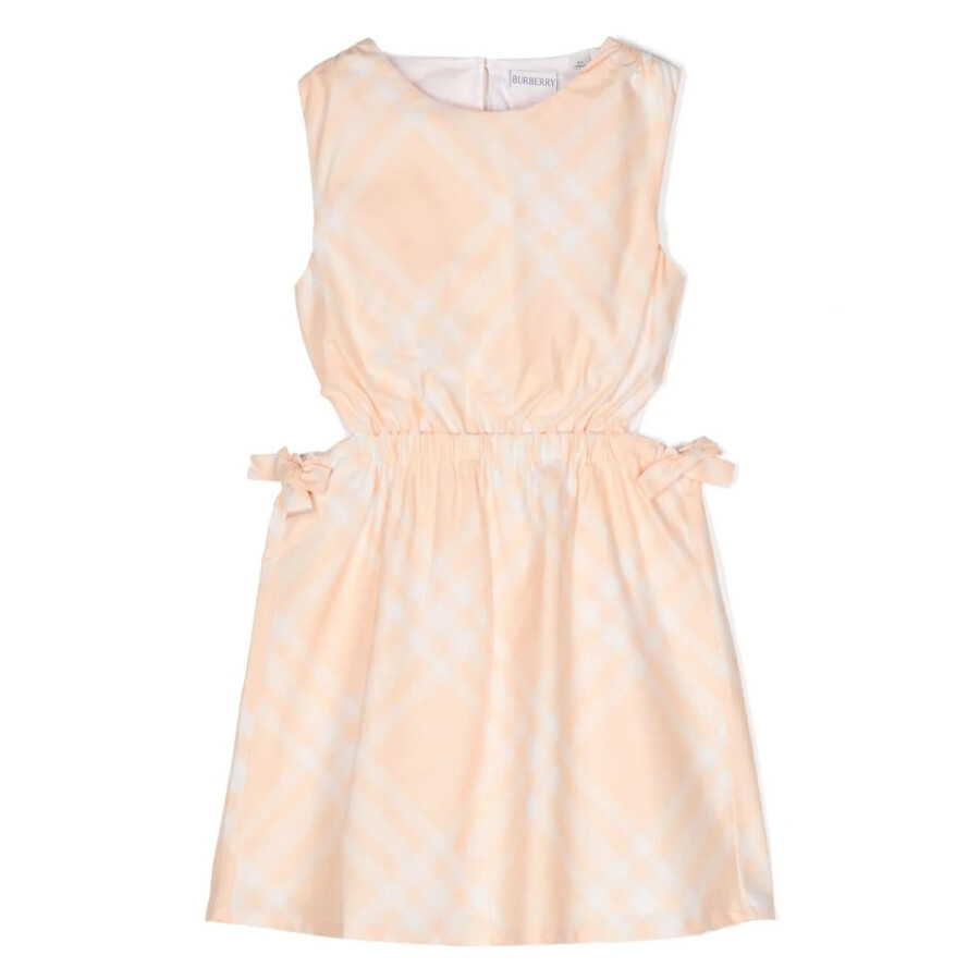 Burberry Check Cotton Sleeveless Dress In Orange