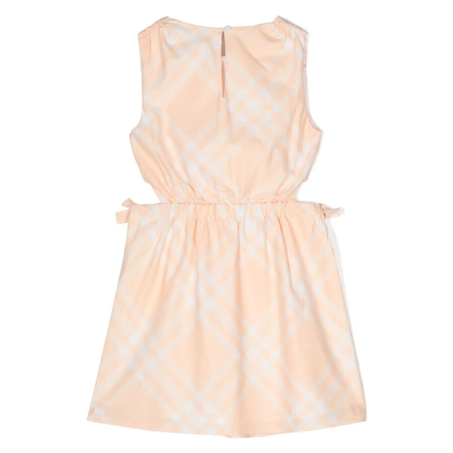 Burberry Check Cotton Sleeveless Dress In Orange