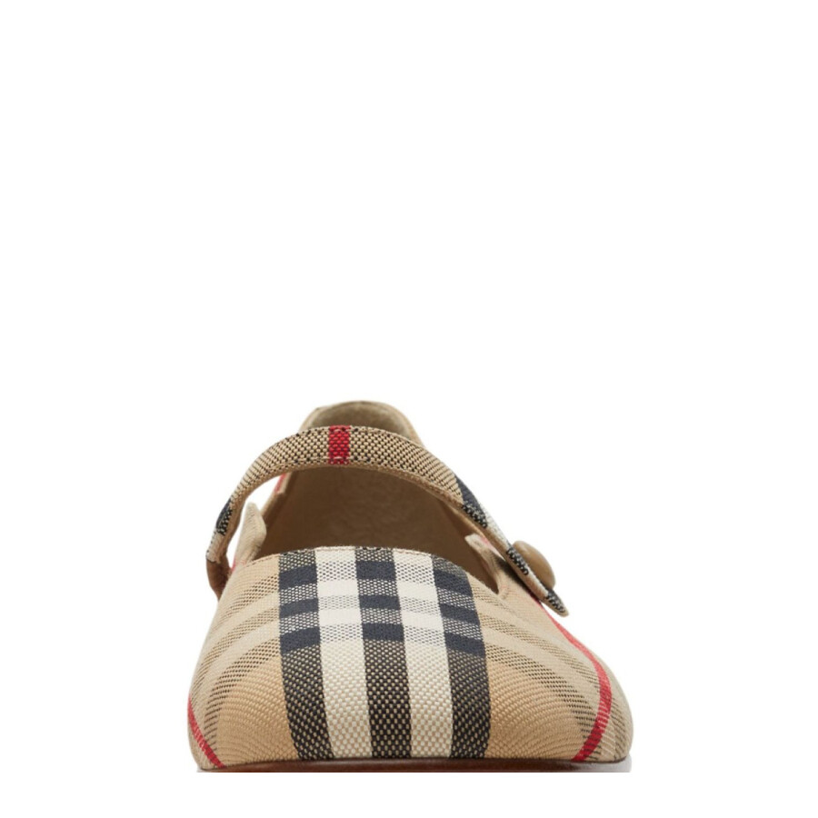 Burberry Kids Checked Mary Jane Round Toe Flats In Brown