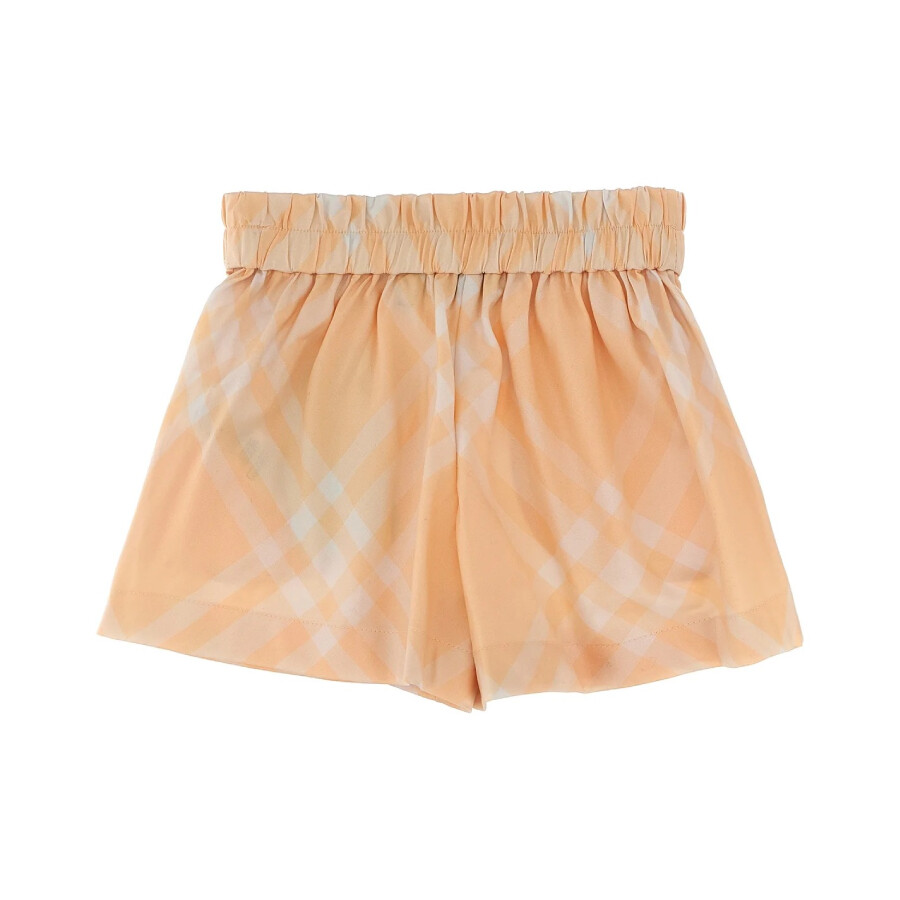Burberry Kids Checked Pattern Gathered Shorts In Orange