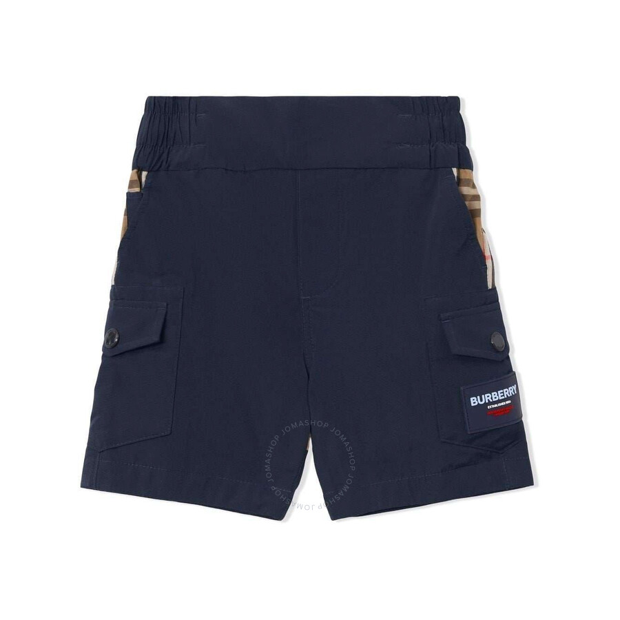 Burberry Little Boy's & Boy's Check Cargo Shorts In Grey/blue