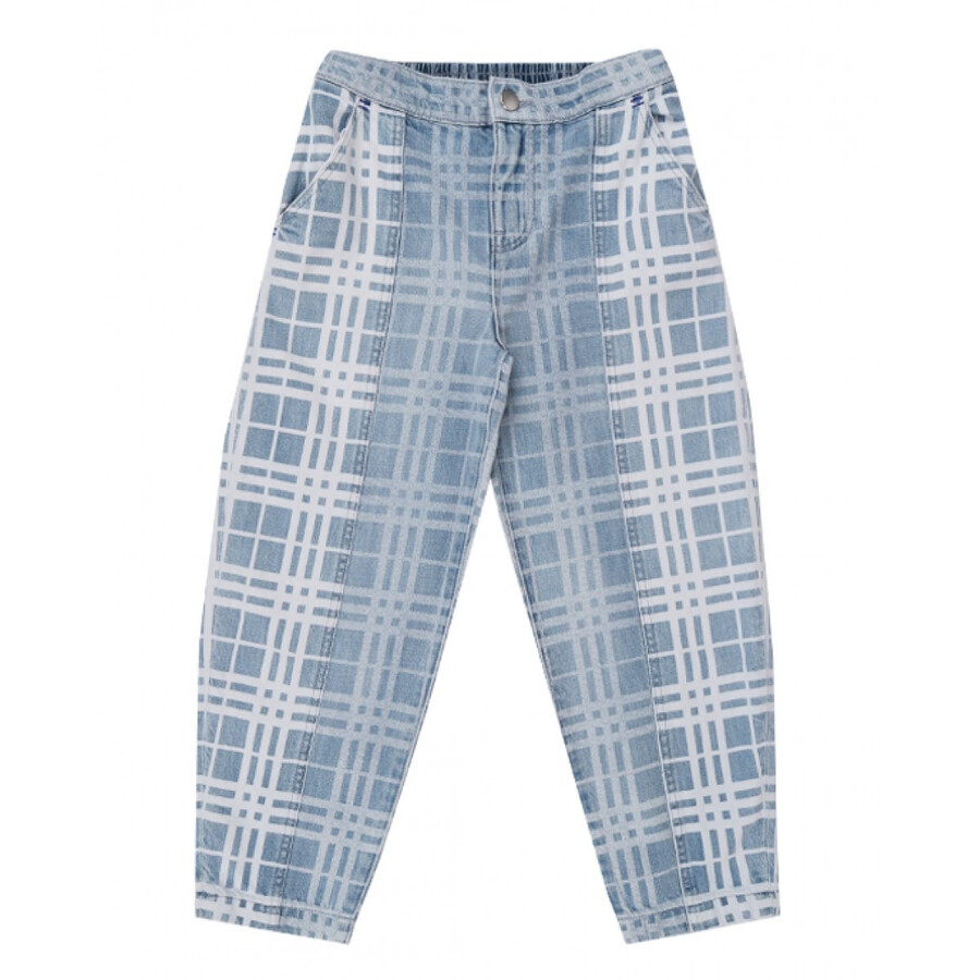 Kids Check-Pattern Tapered-Leg Jeans