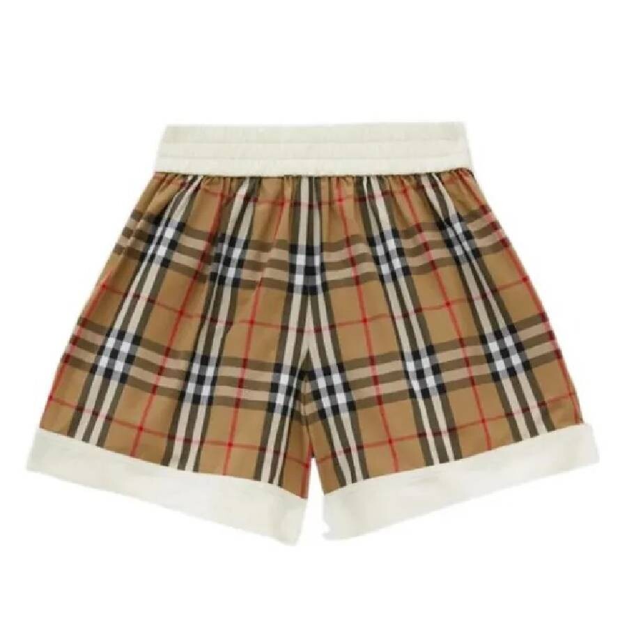 Burberry Kids Chequerboard Jacquard Stretch Shorts In Beige