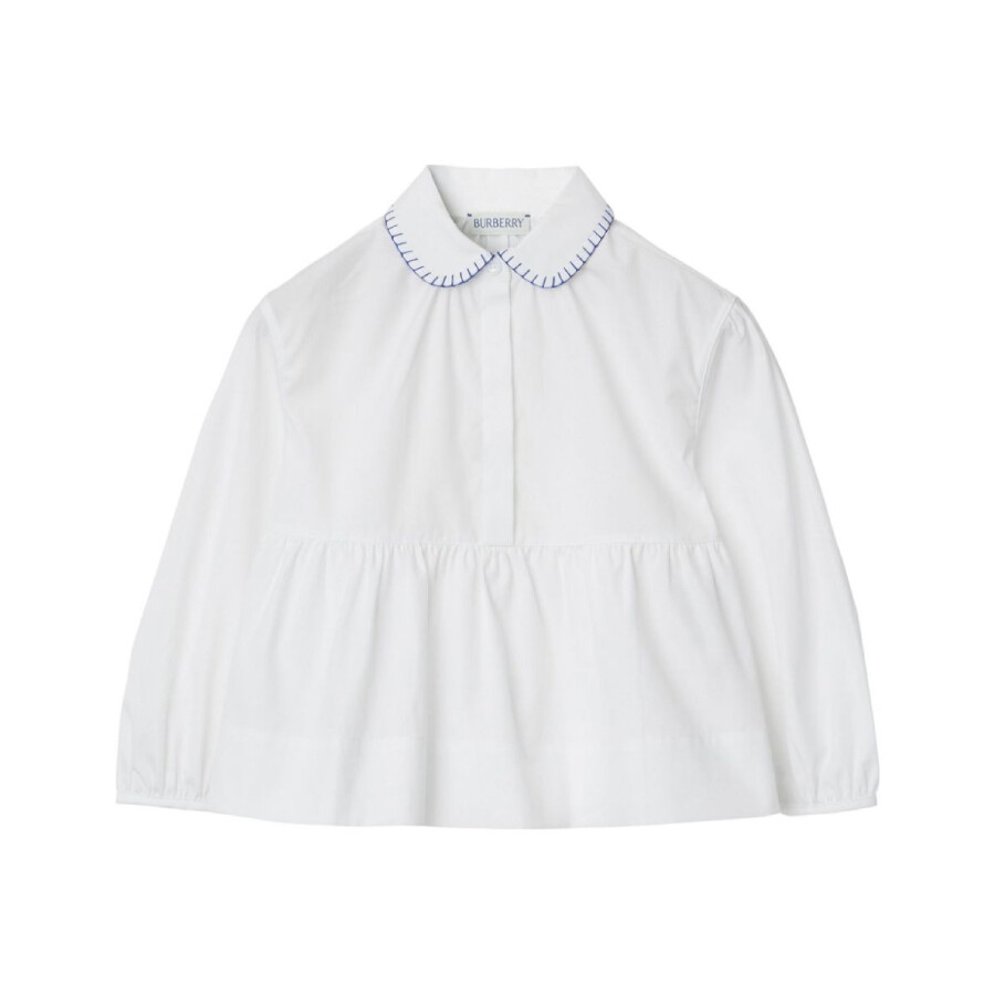 Burberry Kids Cotton Peplum Blouse In White
