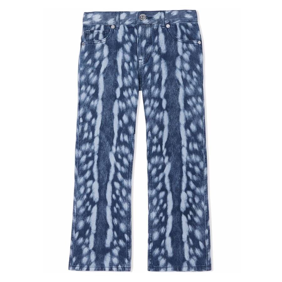 Kids Deer Print Flared Cotton Jeans