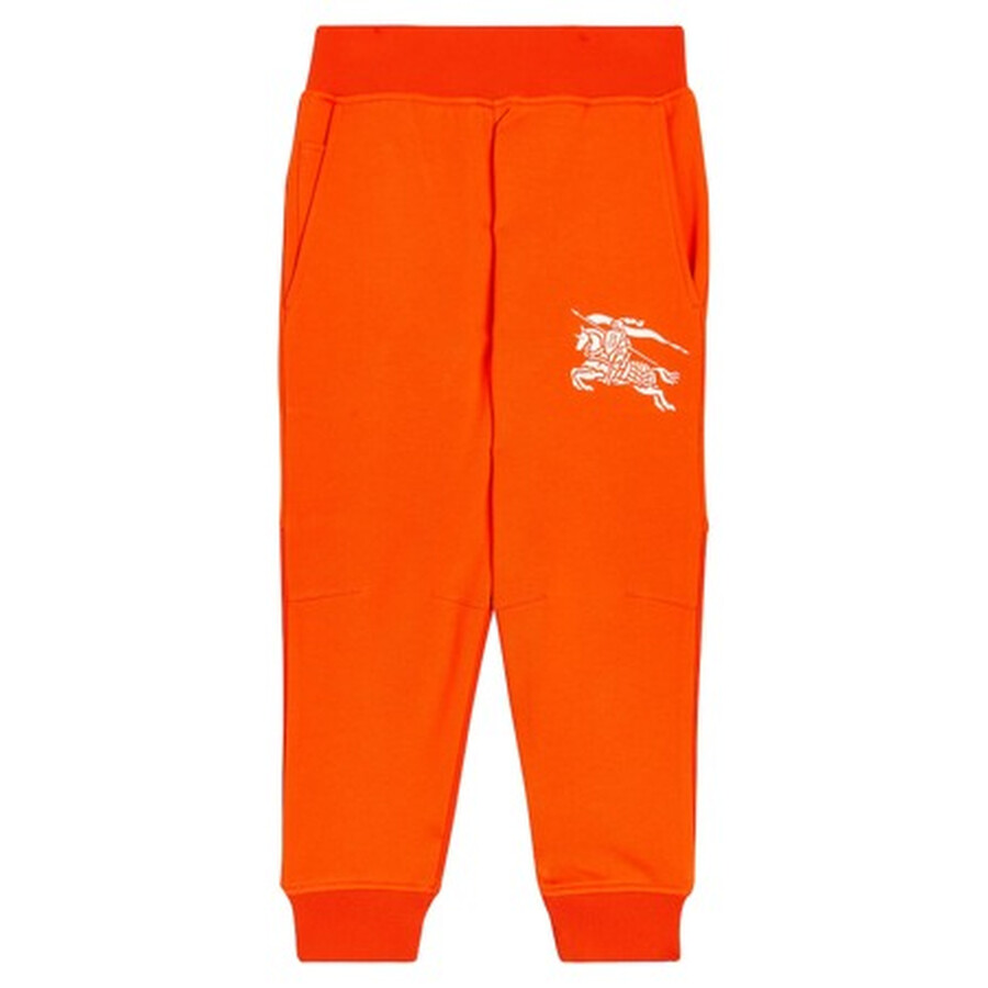 Burberry Childrens Ekd Cotton Jogging Pants In Orange/red