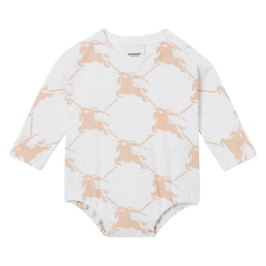 Burberry Kids Equestrian Knight Jumpsuit Set In White