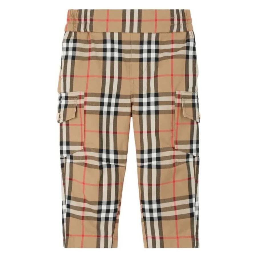 Burberry Kids Gordon Vintage Check Cotton Cargo Trousers