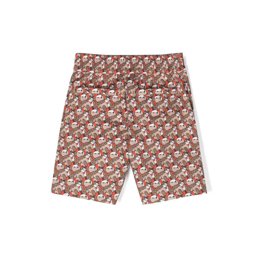 Burberry Beige Halford Thomas Bear Print Shorts In Red