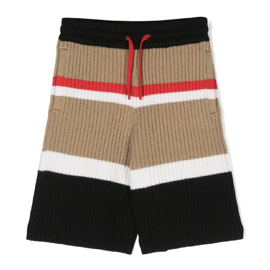 Burberry Kids Beige & Black Striped Shorts In Beige