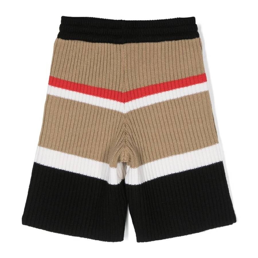 Burberry Kids Beige & Black Striped Shorts In Beige