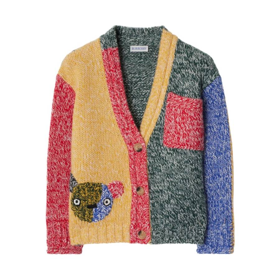 Burberry Kids Janice Colorblock Cashmere Cardigan, Size 6Y 8100331
