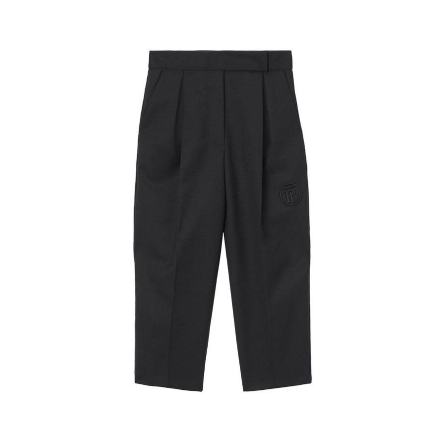 Kids Liza Monogram Motif Wool Blend Trousers