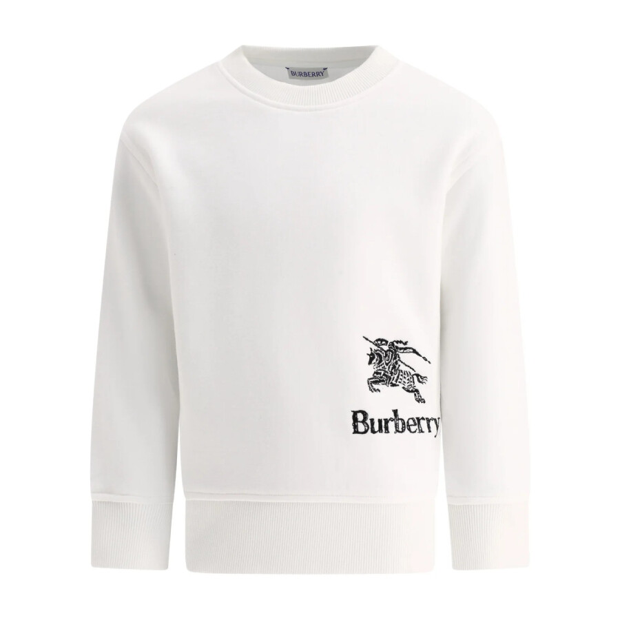 Burberry Kids Logo Embroidered Cotton Sweatshirt In White