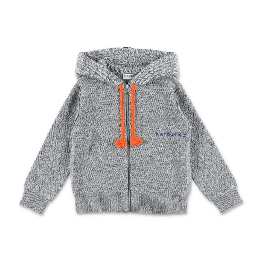 Kids Logo Embroidered Knitted Drawstring Hoodie