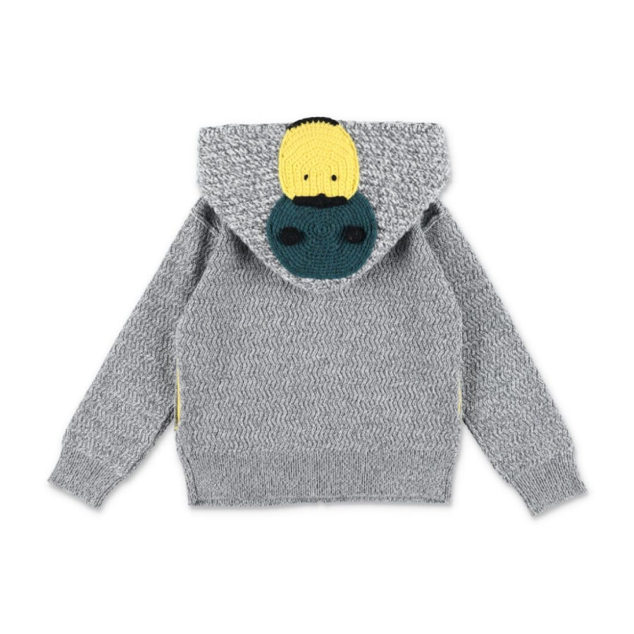 BURBERRY BURBERRY KIDS LOGO EMBROIDERED KNITTED DRAWSTRING HOODIE