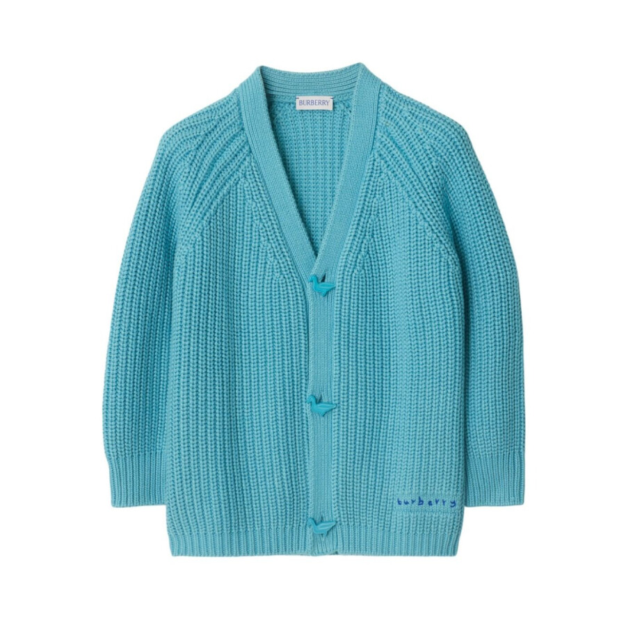 Kids Logo Embroidery V-Neck Cardigan