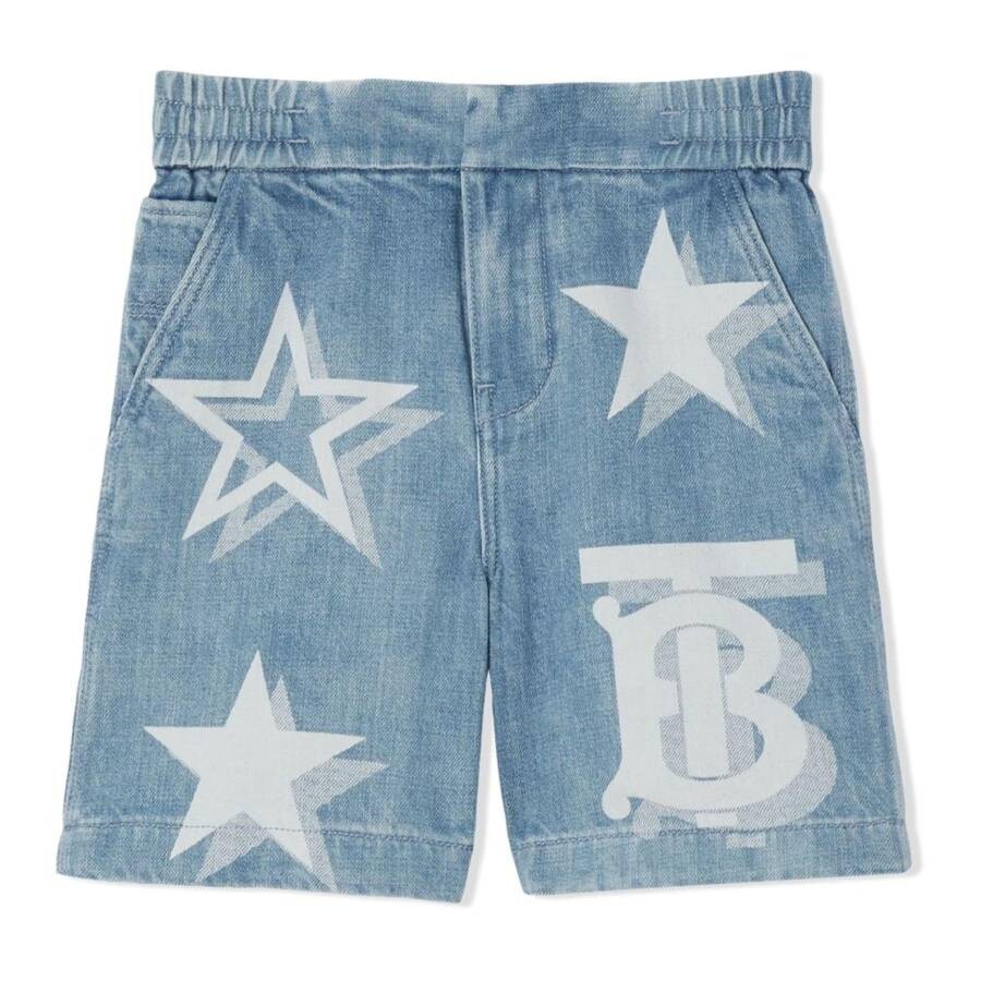 Burberry Blue Denim Bermuda Shorts Boy In Blue
