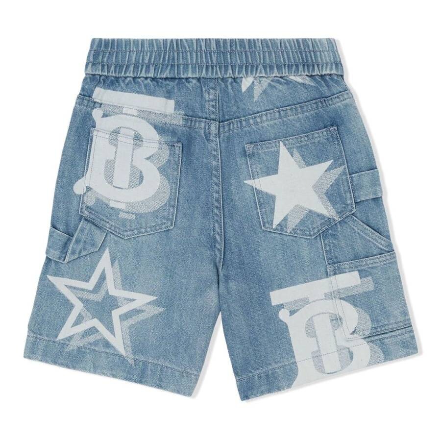 Burberry Blue Denim Bermuda Shorts Boy In Blue
