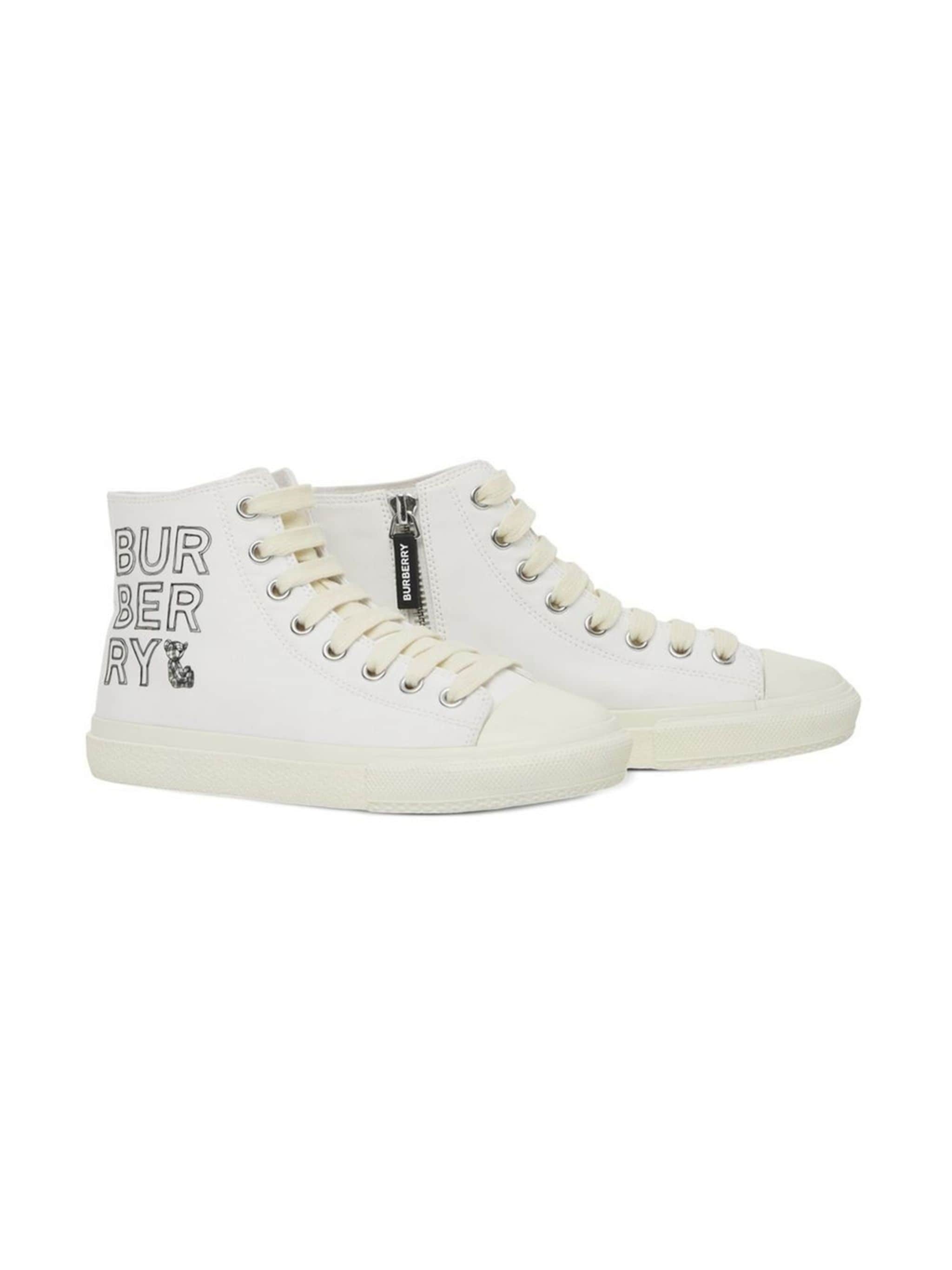 Burberry Orange High Cute Shoes with White Brand Name Logo