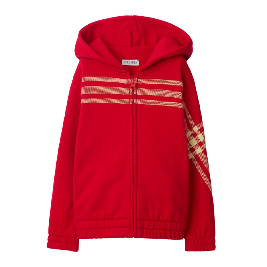 Burberry Kids Sutton Check Cotton Zip Hoodie, Size 12Y 8080384