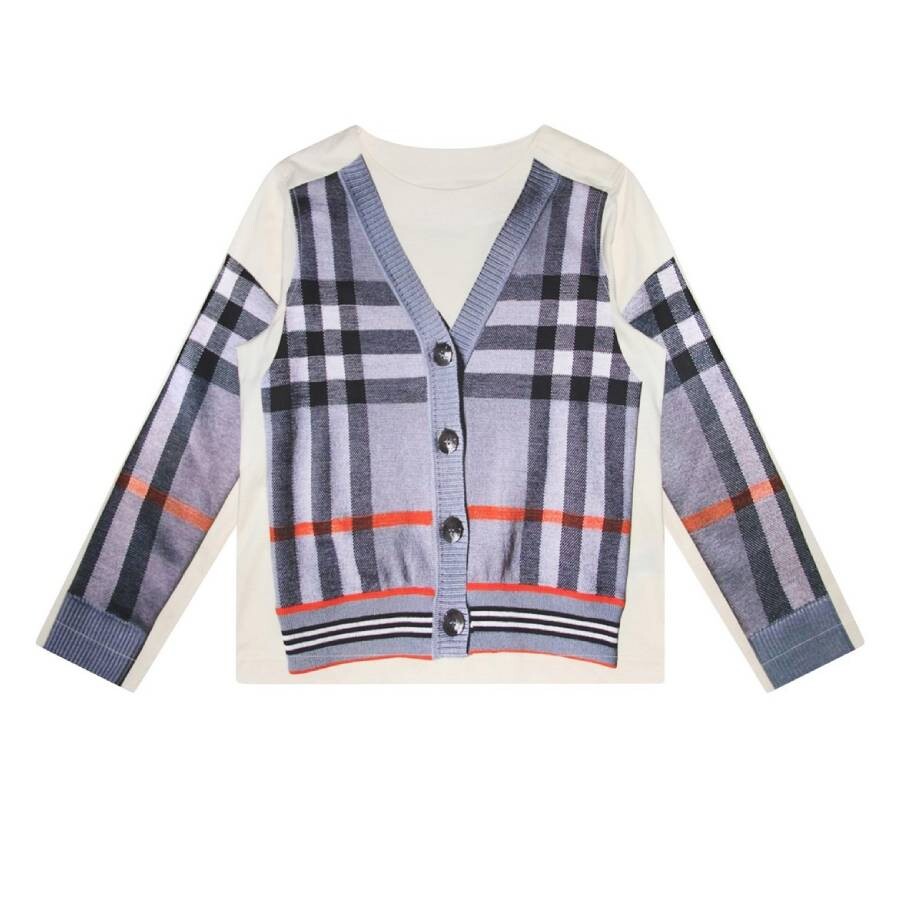 Kids Yasmina Check Pattern Cardigan