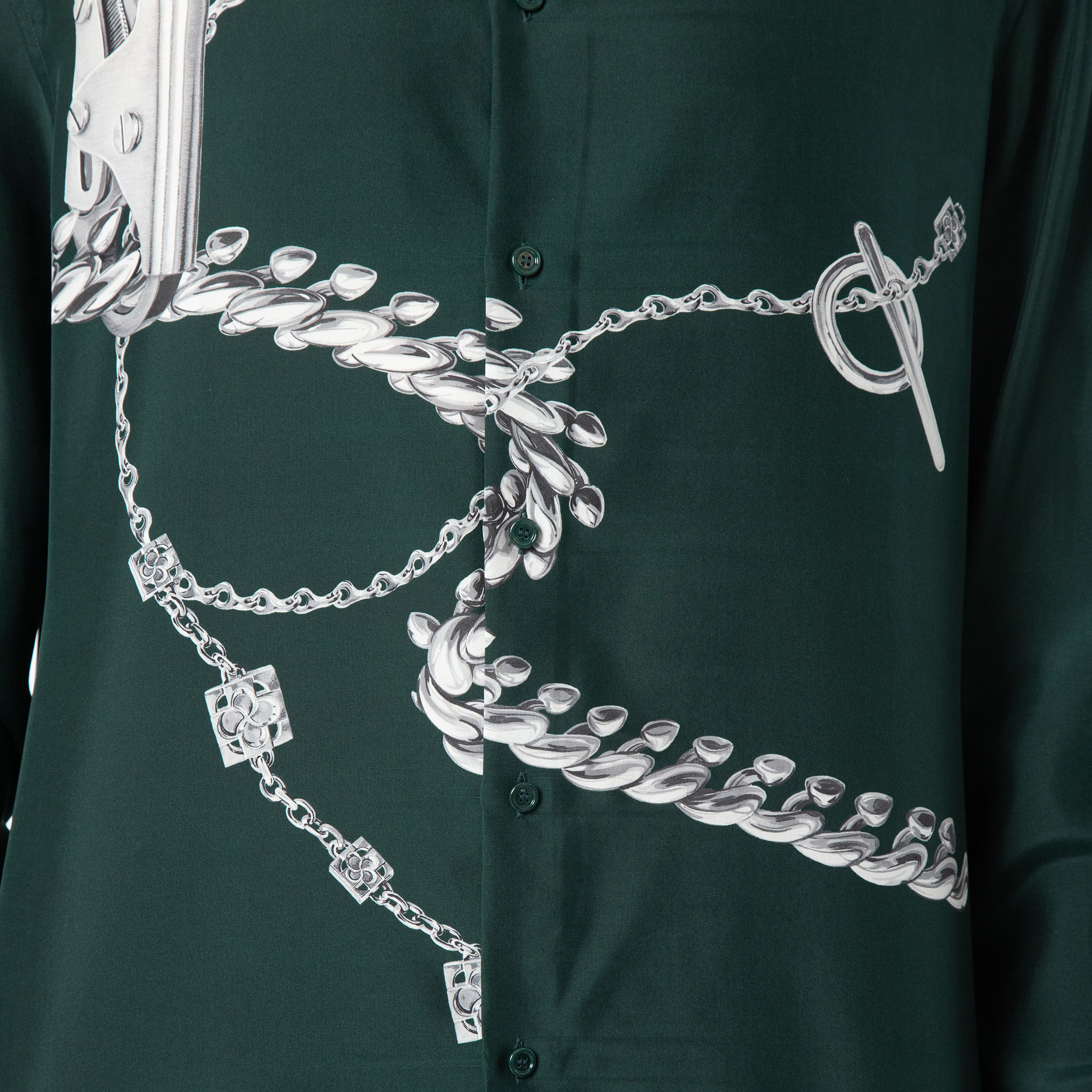 BURBERRY 나이트 하드웨어 프린트 실크 셔츠