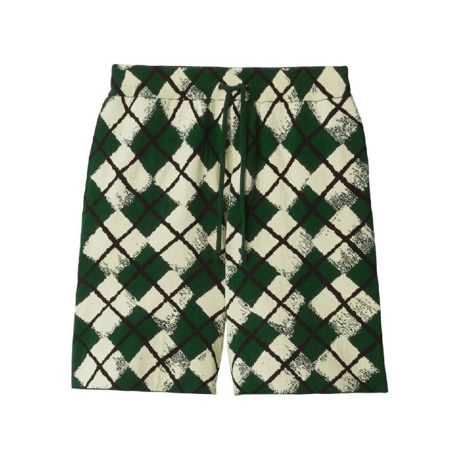 Burberry Knitted Argyle Pattern Cotton Shorts