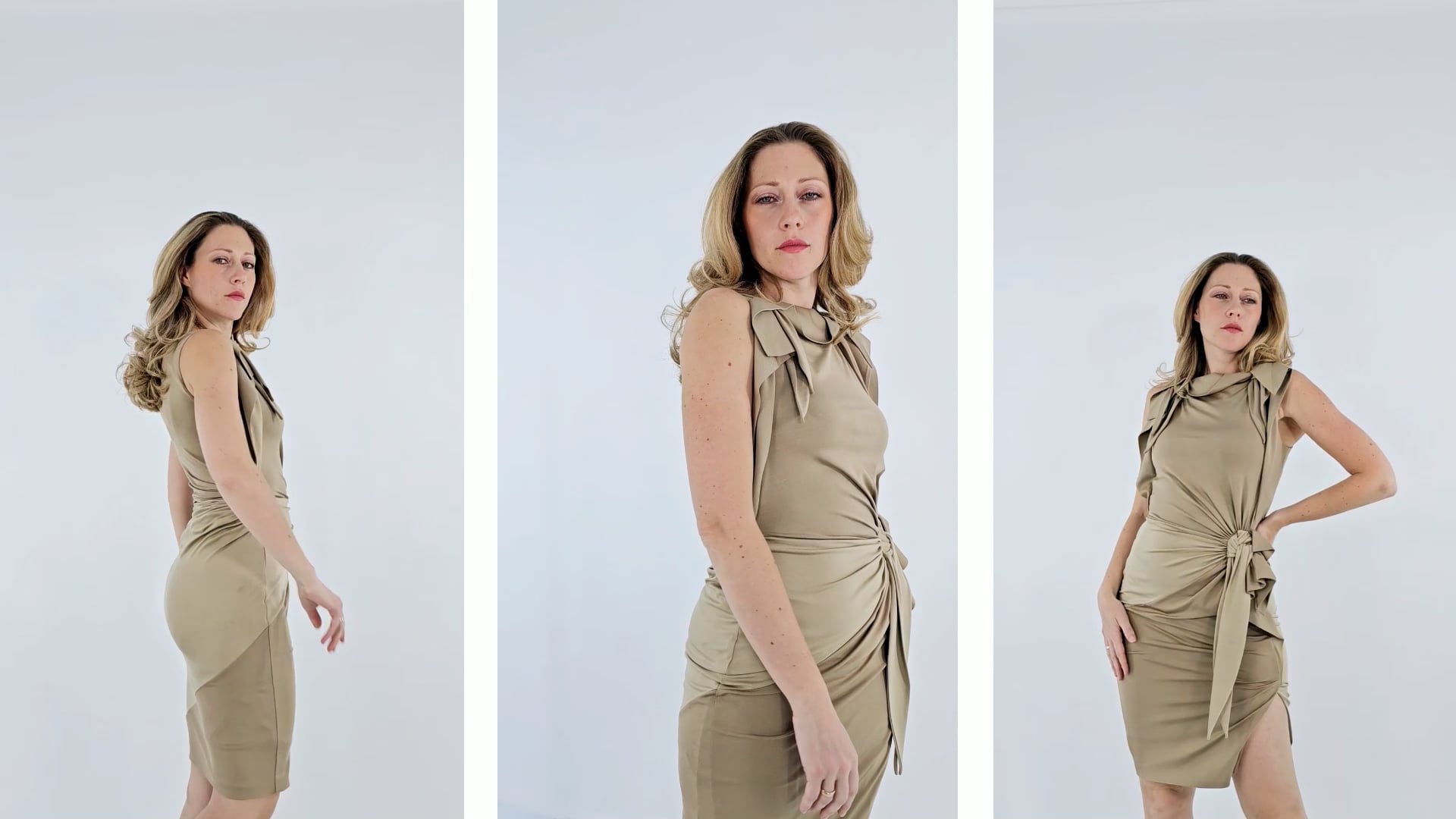 Burberry Knotted Stretch-silk Sheath Dress, Brand Size 6 (US Size