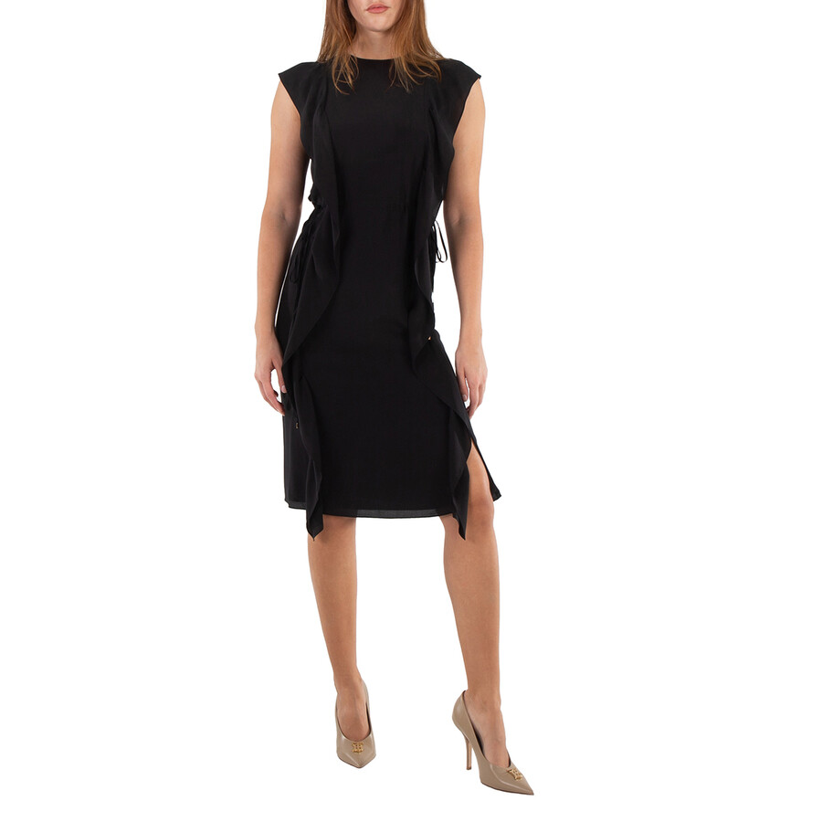 Kyle Ruffle Detail Silk Crepe De Chine Dress, Brand Size 2 (US Size 0)