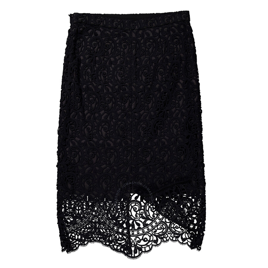 Burberry Macrame Lace Pencil Skirt In Black