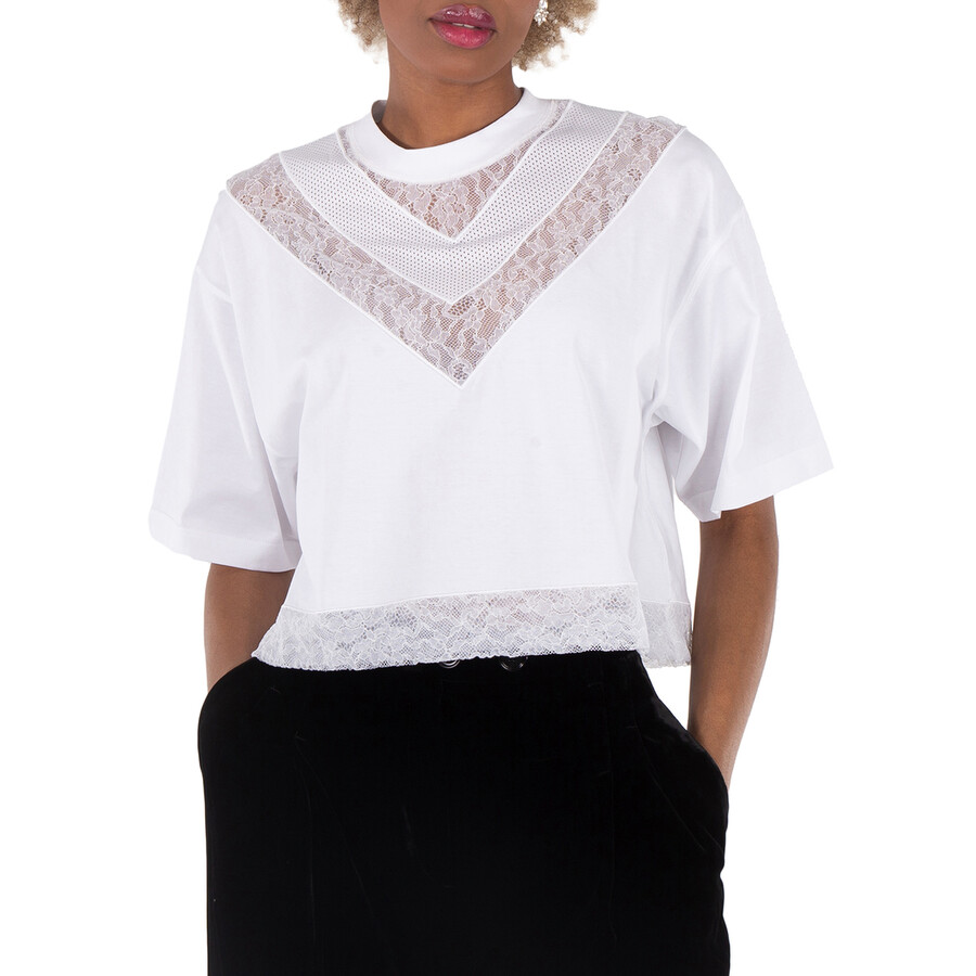 Lace V Paneled Boxy T-Shirt