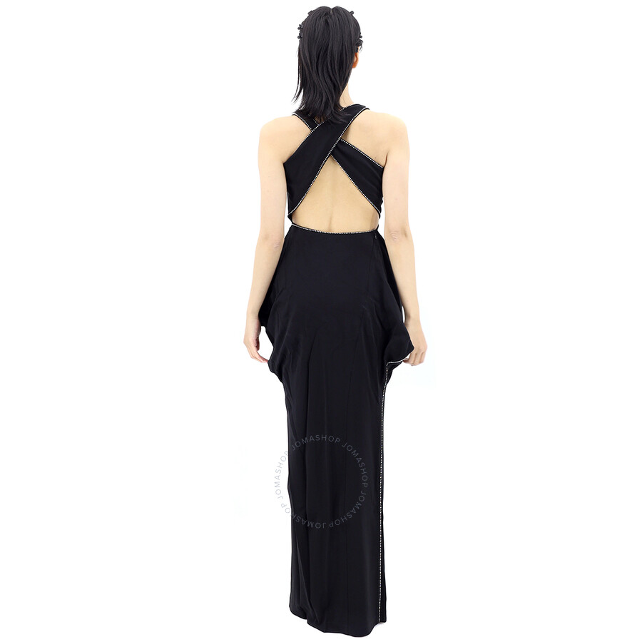 Shop Burberry Ladies Black Cut-out Stretch Jersey Sleeveless Crystal Detail Gown