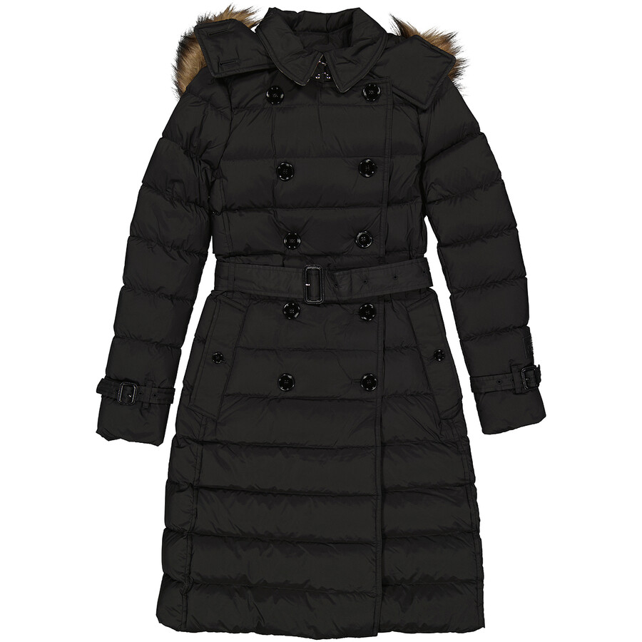 Burberry Ladies Black Detachable Hood Downfilled Padded Coat, Brand