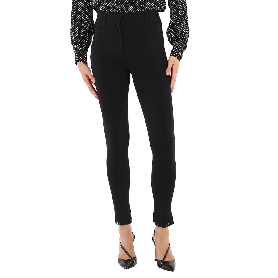 Ladies Black Fringed Hem Trousers