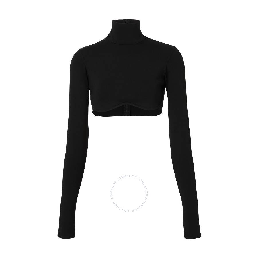 Burberry Ladies Black Long-sleeved Stretch Nylon Cropped Top In Black