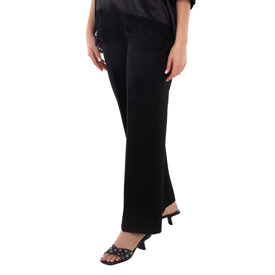 Ladies Black Lottie Asian Fit Silk Trimmed Wool Tailored Trousers
