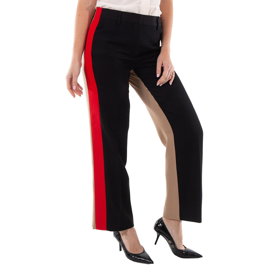 Burberry Ladies Black Lottie Contrast Panel Tailored Trousers In Black