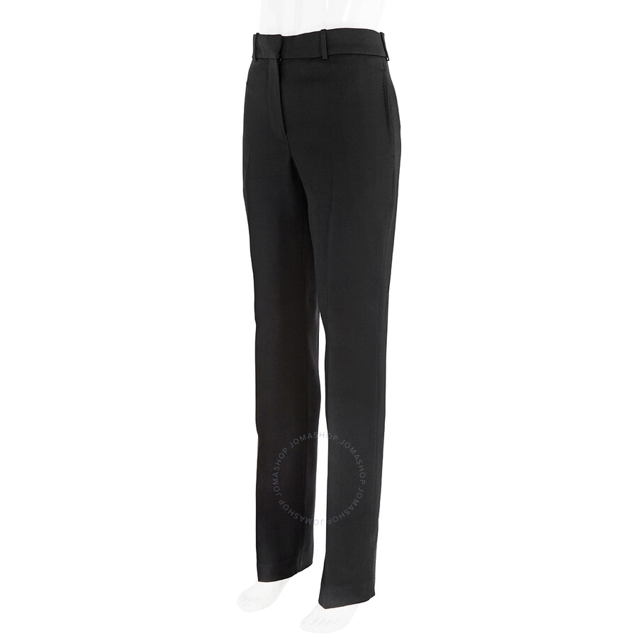 Shop Burberry Ladies Black Potbury Wool Blend Straight Leg Trousers