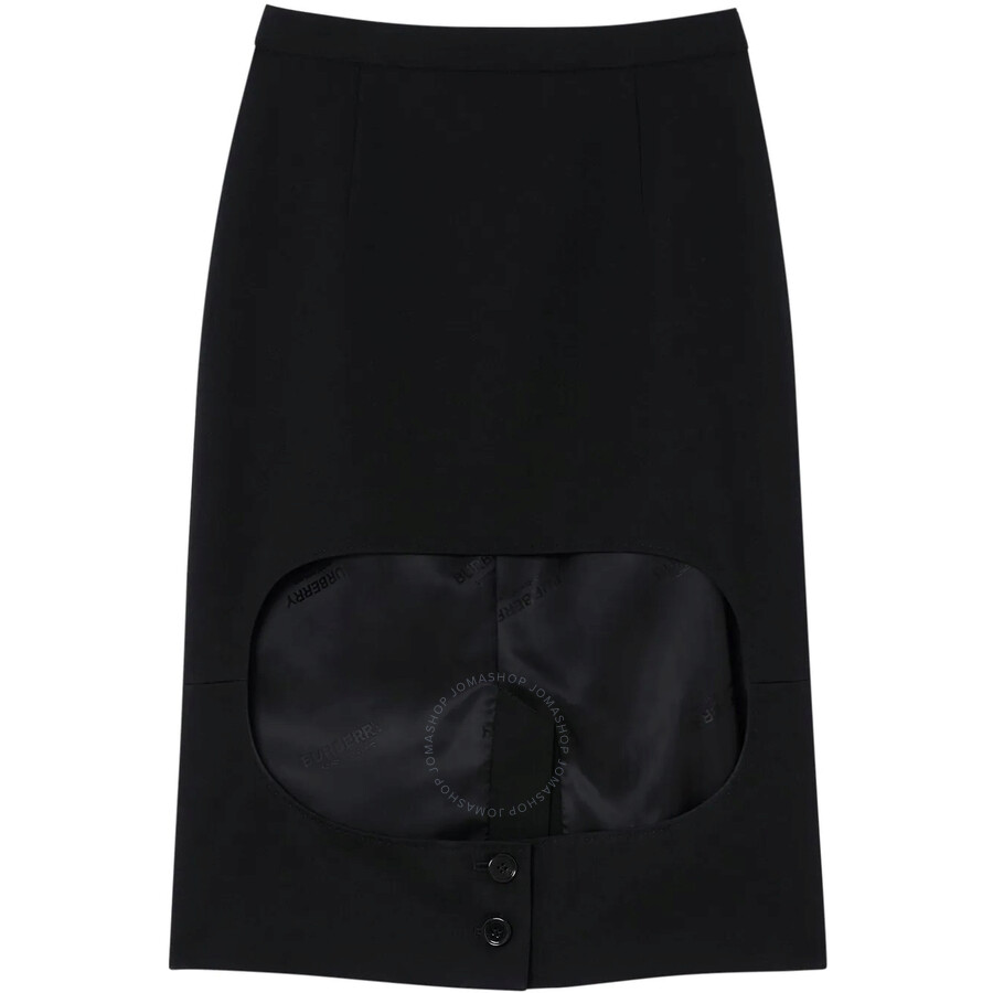 Burberry Ladies Black Step-through High-waisted Skirt In Black