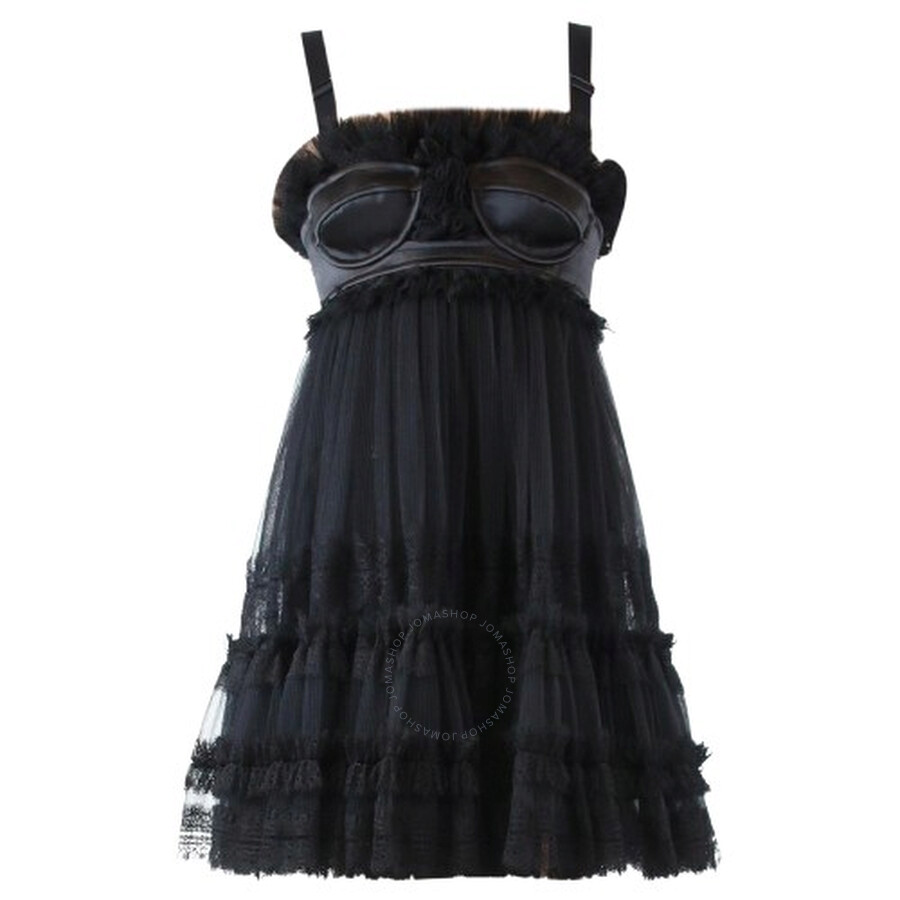 Burberry Ladies Black Tulle Corset Mini Dress In Black