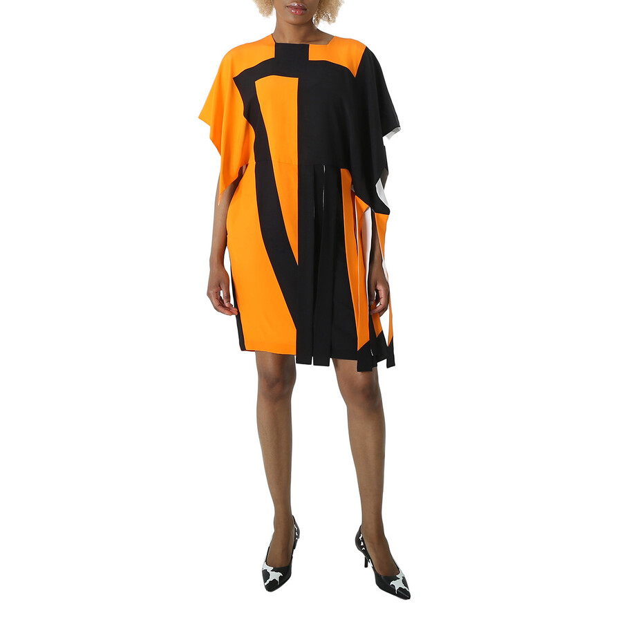 Ladies Bright Orange Ip Geometric Print Dress, Brand Size 6 (US Size 4)