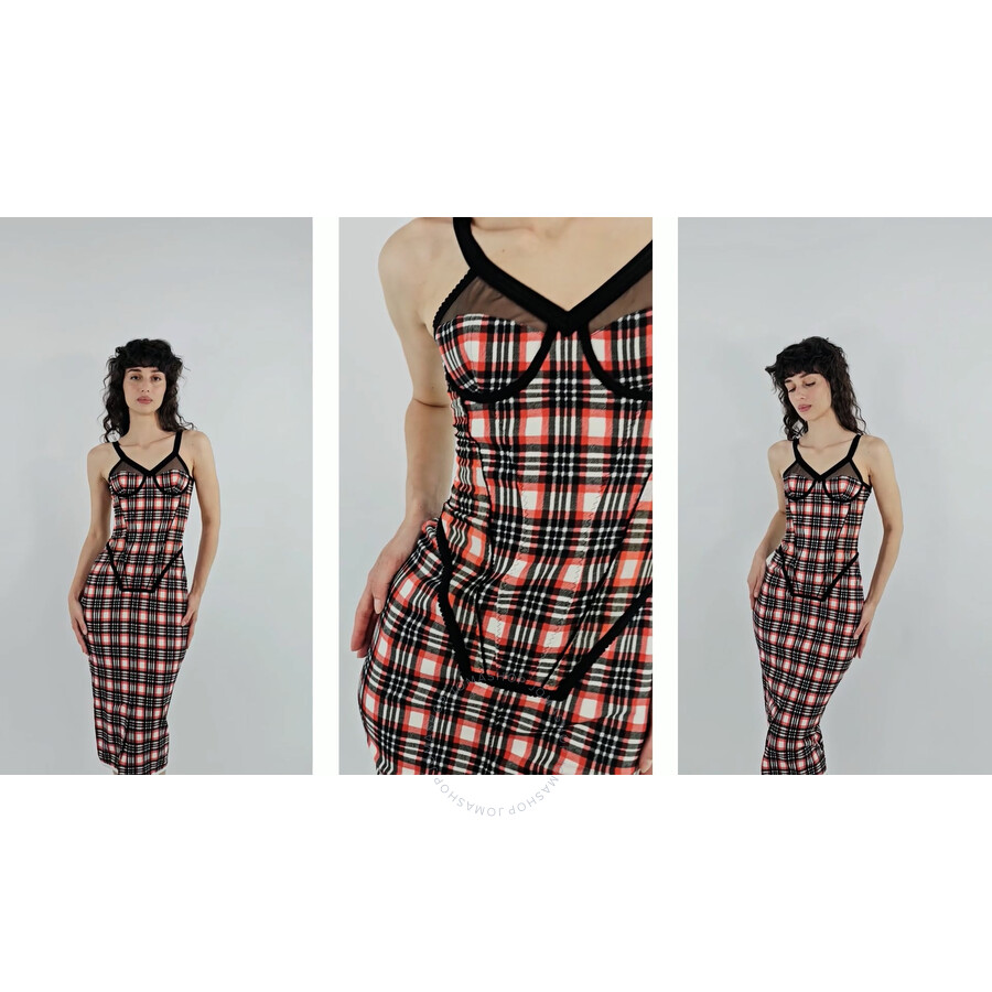 Burberry Ladies Bright Red Check Check Stretch Jersey