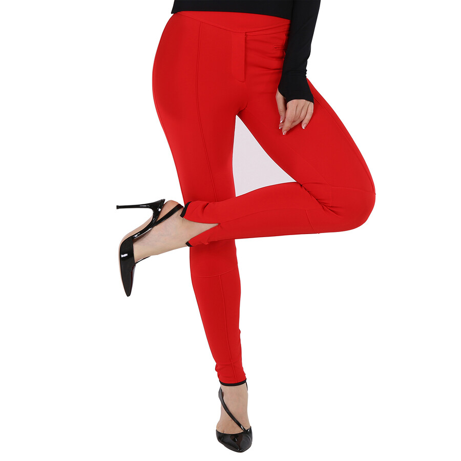 Shop Burberry Ladies Bright Red  Stretch Crepe Jersey Jodhpurs