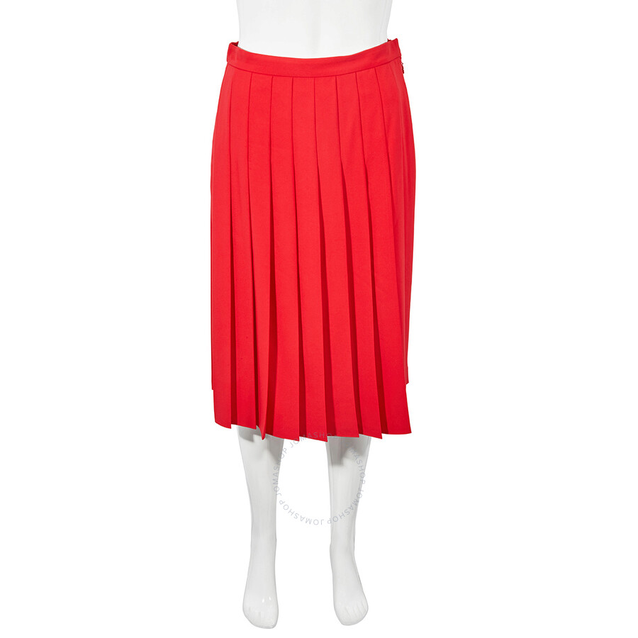 Shop Burberry Ladies Cady Pleated Skirt In Bright Red