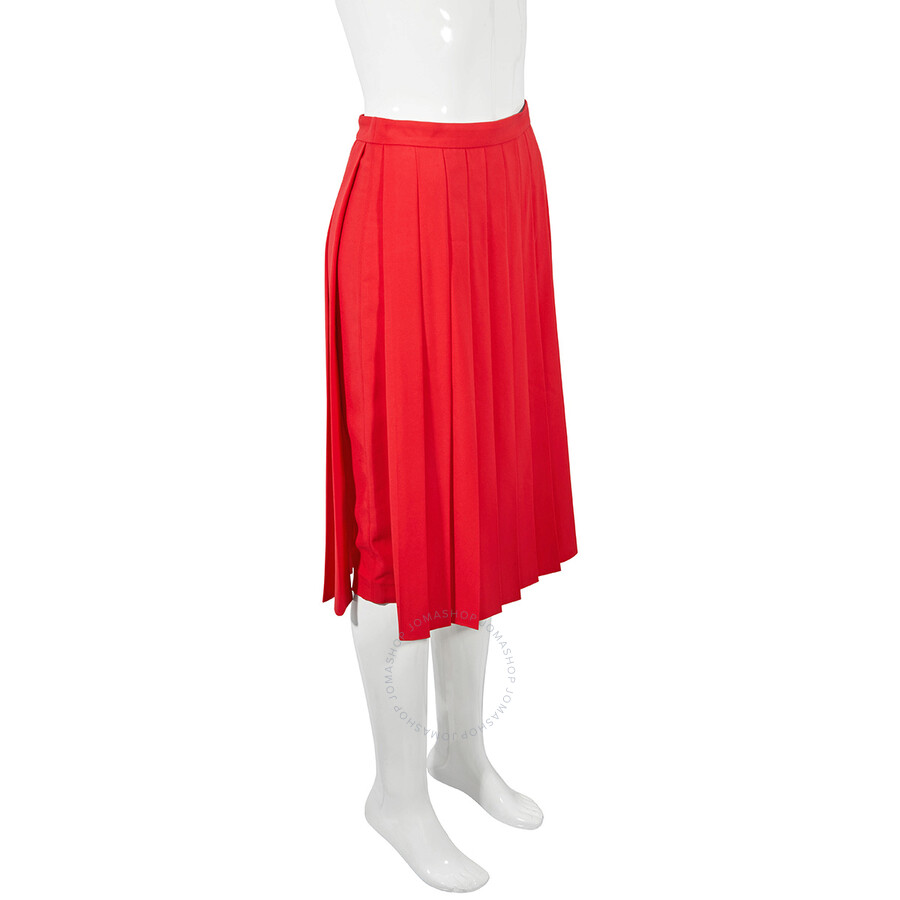 Shop Burberry Ladies Cady Pleated Skirt In Bright Red