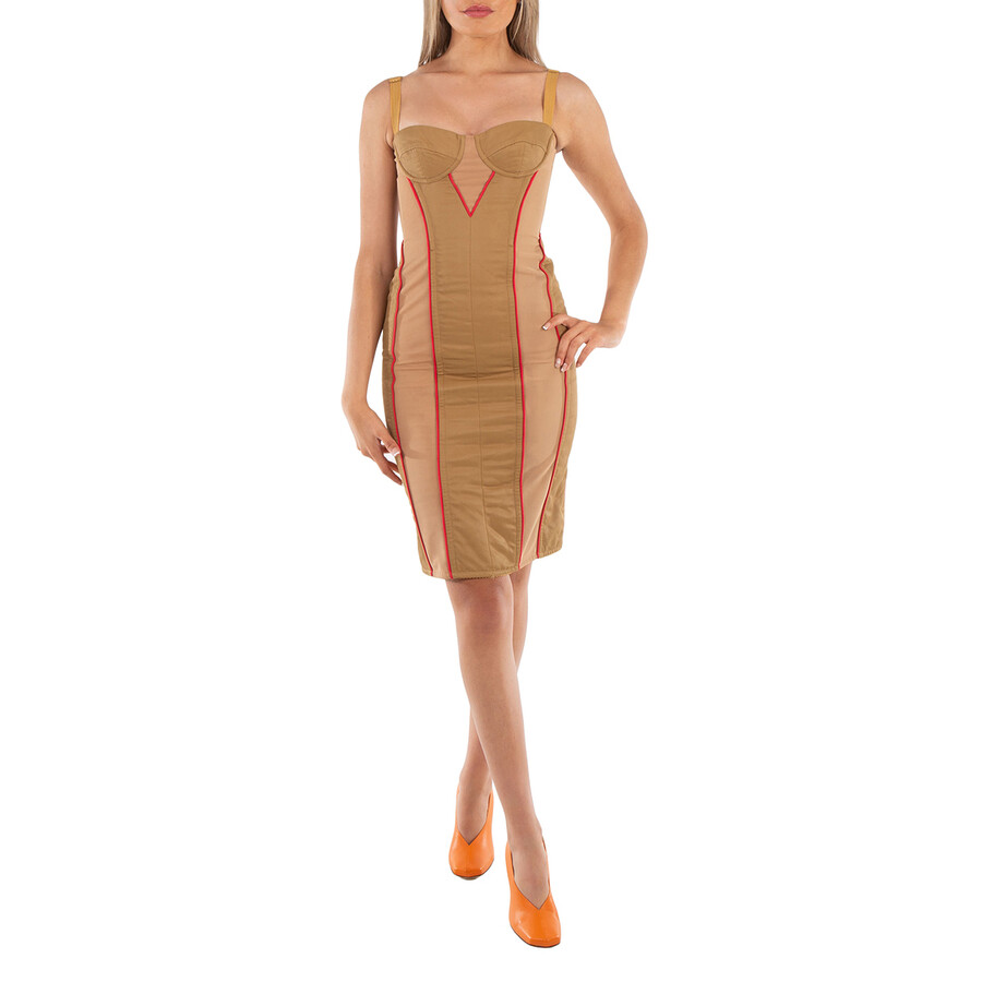 Ladies Camel Alanis Corset Mini Dress