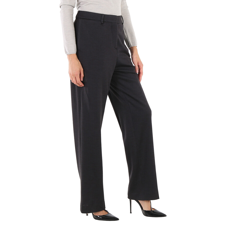 Burberry Ladies Charcoal Grey Straight Cashmere Trousers In Grey
